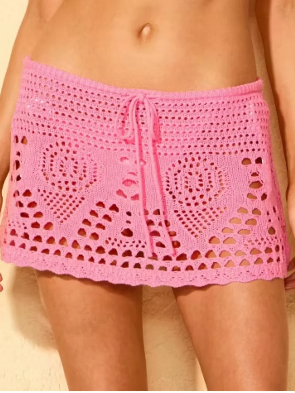 Wild Fable Pink Crochet Mini Skirt Swim Cover up